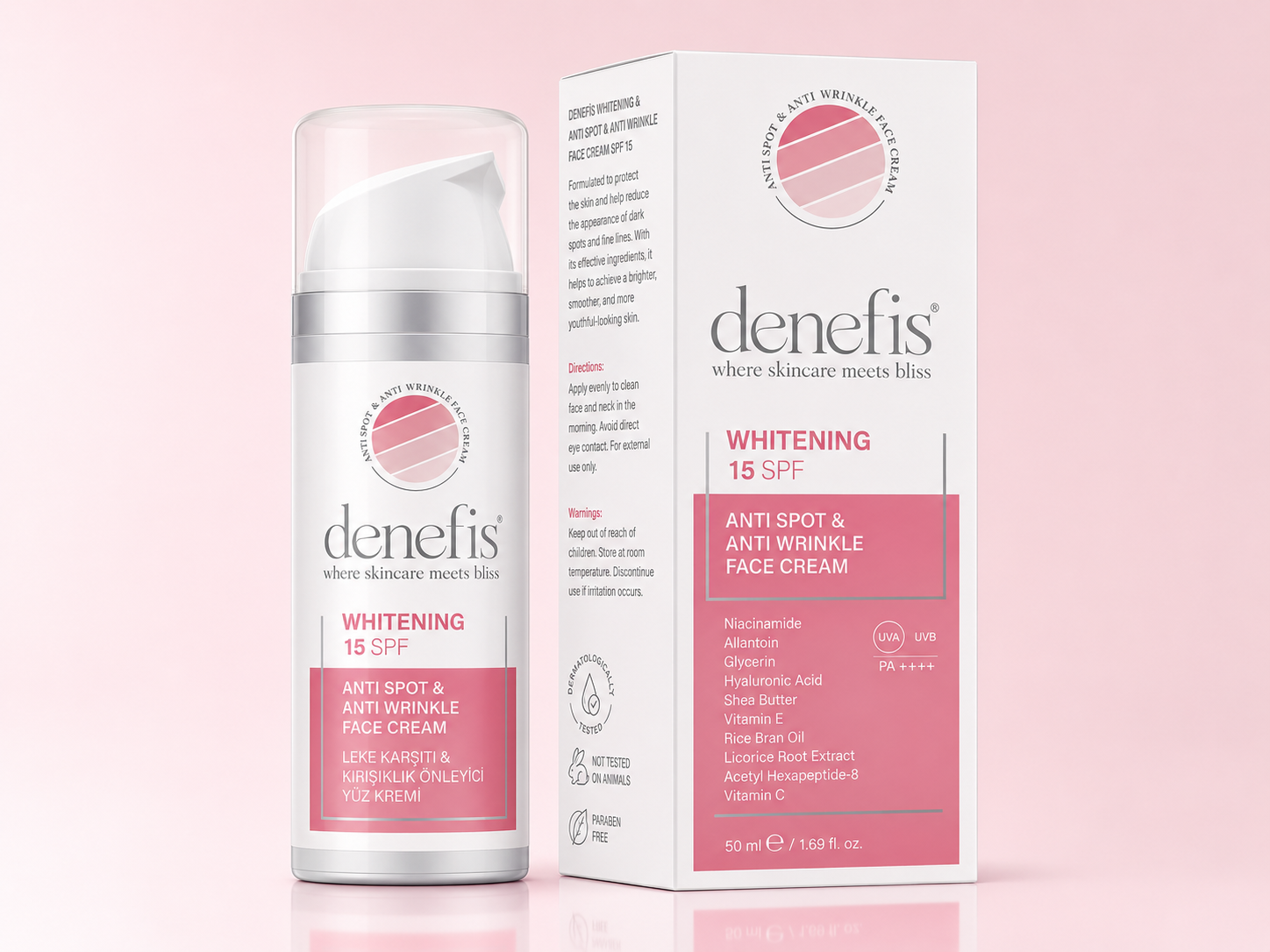DENEFIS Stem Cell Whitening & Anti Spot & Anti Wrinkle Face Cream SPF 15 50 ml